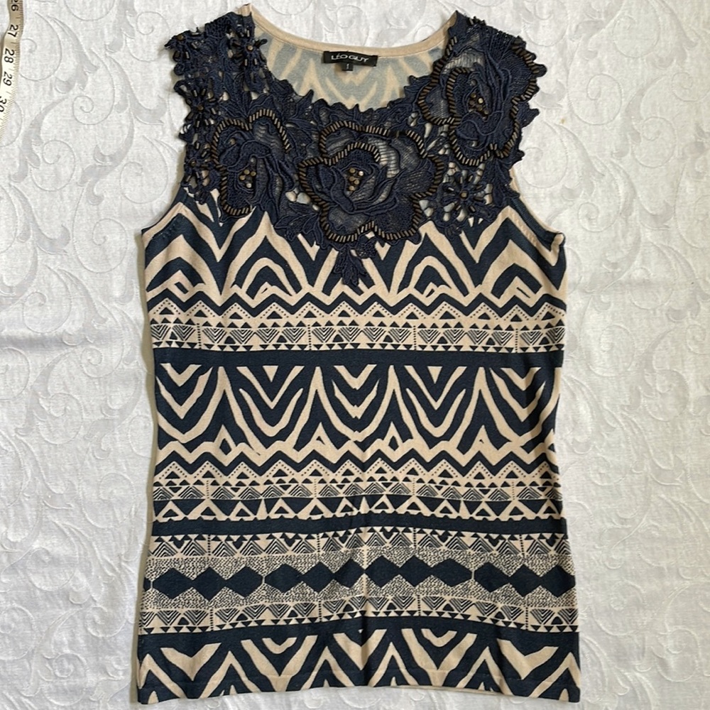 Gently used Léo Guy crochet and beaded detail top